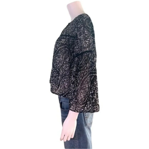 Lucky Brand Sheer Black and White Blouse Size XS - Picture 5 of 8